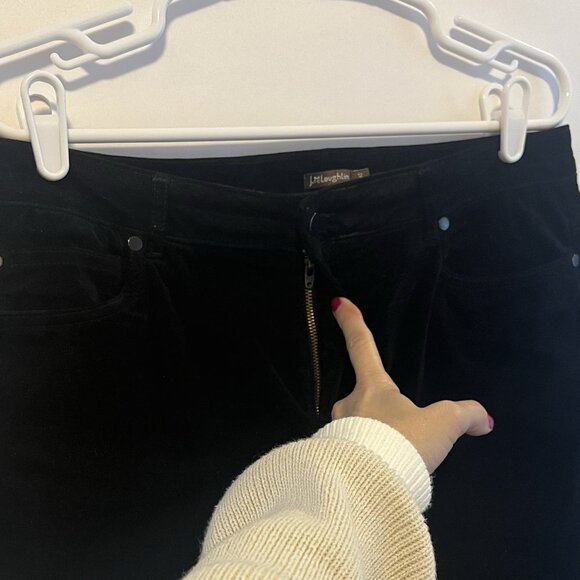 J McLaughlin Womens Velvet Jeans Black Size 12 Ankle Stretch High Rise Preppy - Picture 4 of 10